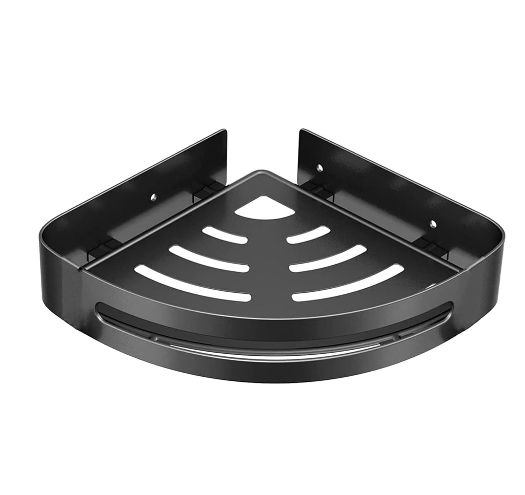 FOSSA Premium Stainless Steel Bathroom Corner Rack, Bathroom Shelf and Rack Stand for Kitchen, Bathroom Steel Corner Wall-Mounted, Bathroom Accessories (Matte Finish) (Black)