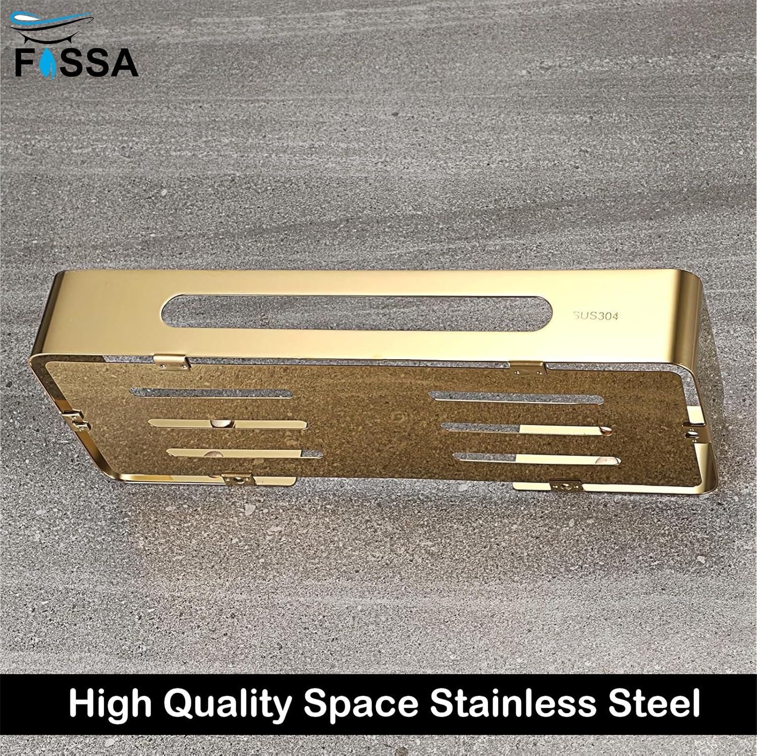 FOSSA Premium Stainless Steel Bathroom Shelf/Kitchen Shelf/Bathroom Shelf and Rack/Wall Storage Shelf/Bathroom Accessories (Gold) 3pc Set