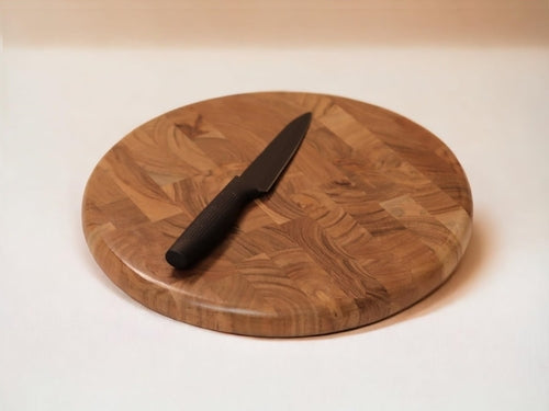 End Grain Acacia Round Chopping & Cheese Board