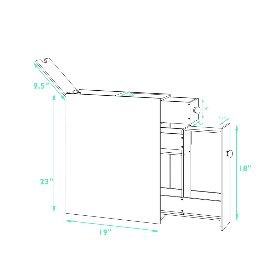 NNECW Freestanding  Slim Bathroom Storage Cabinet with Slide-out Drawers for Small/ Narrow Bathroom-White