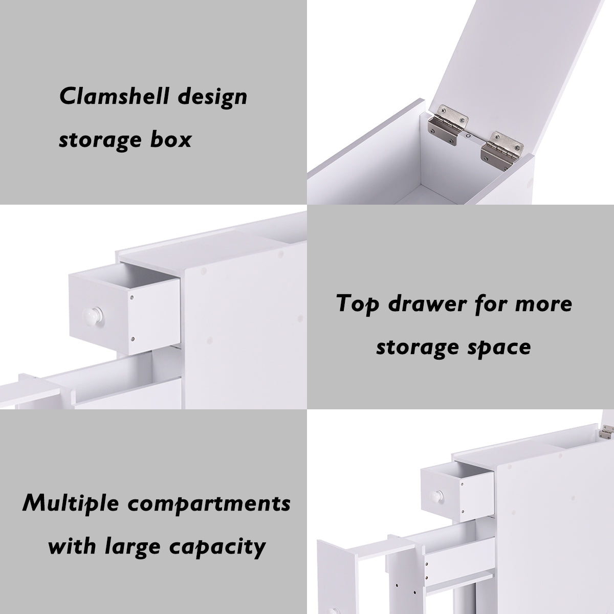 NNECW Freestanding  Slim Bathroom Storage Cabinet with Slide-out Drawers for Small/ Narrow Bathroom-White