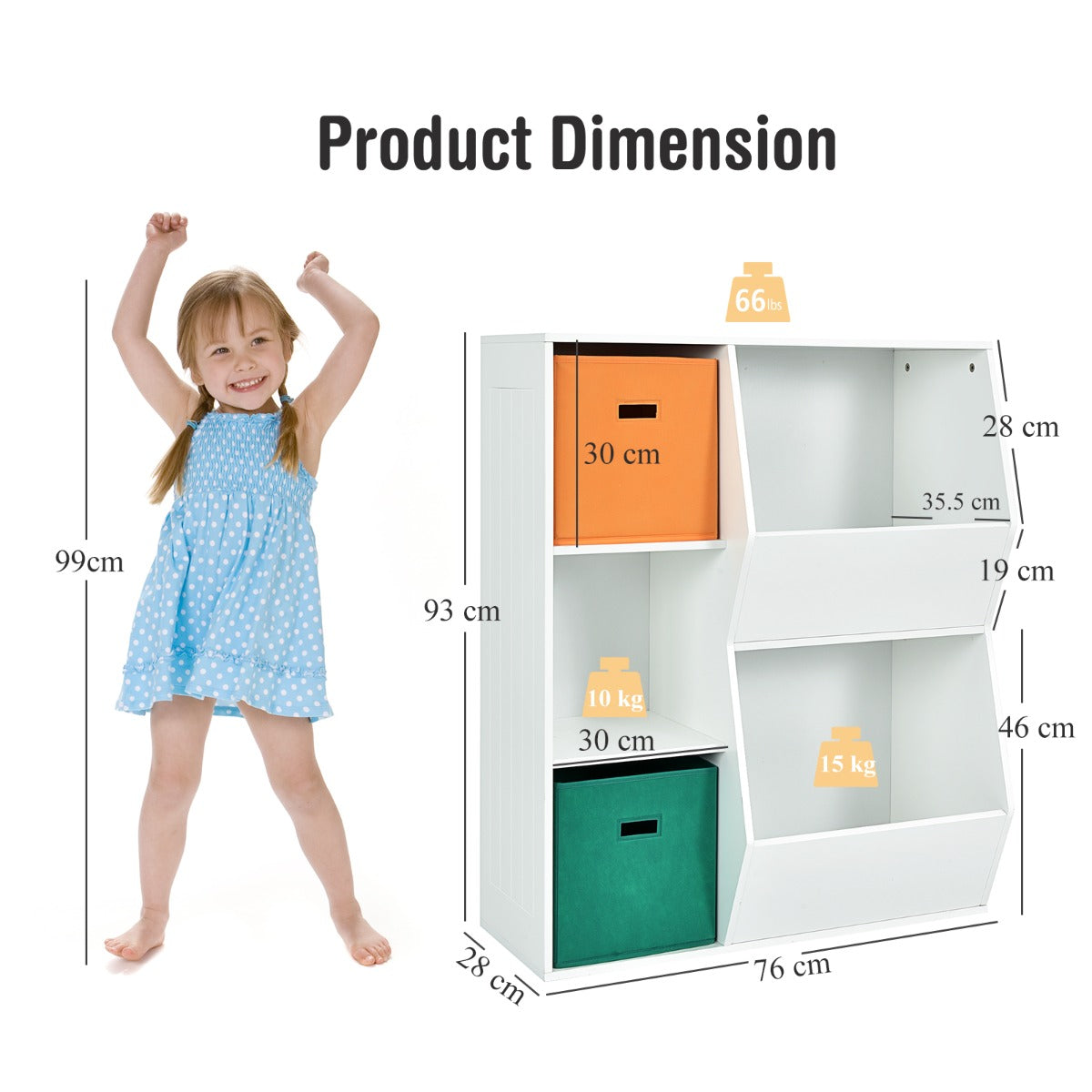 NNECW Kids Toy Storage with 2 Baskets for Kids Room