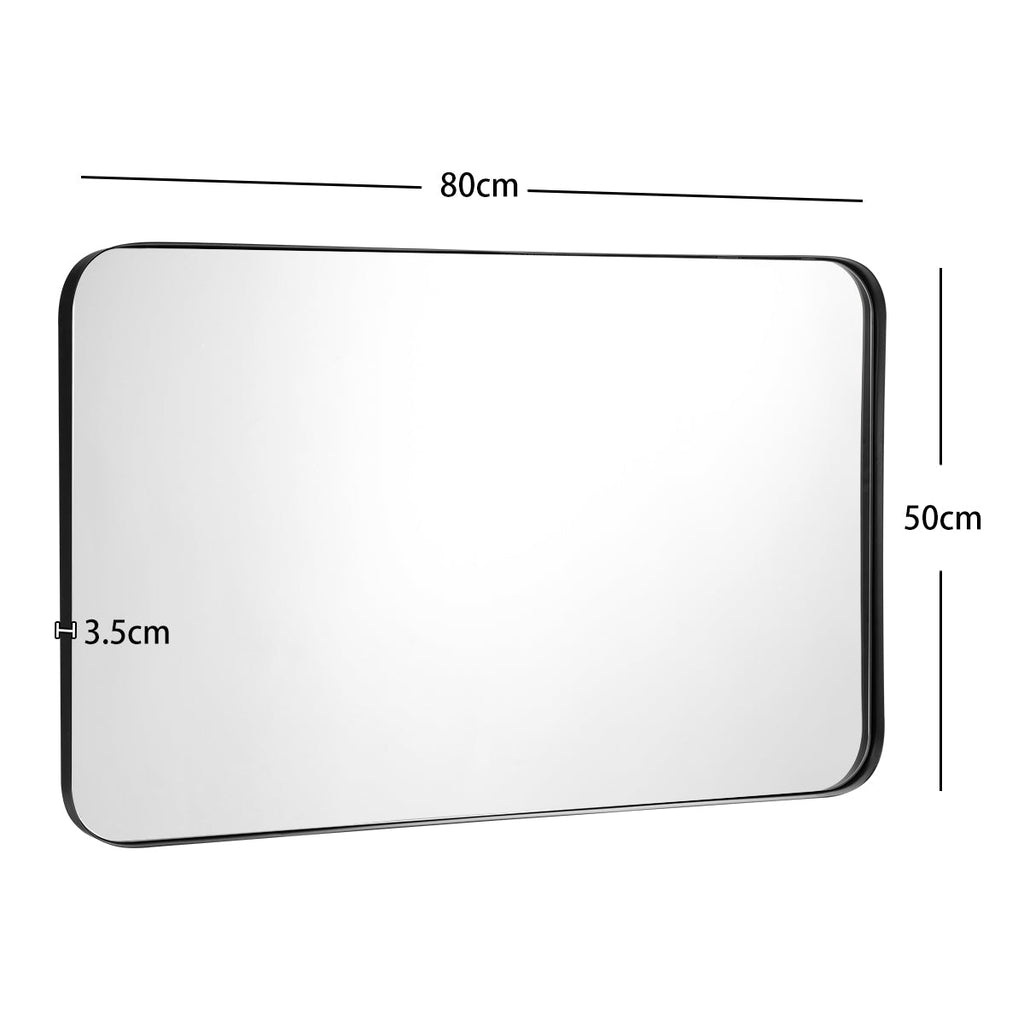 NNECW Bathroom Wall Mirror with Rounded Corner for Washroom-Black