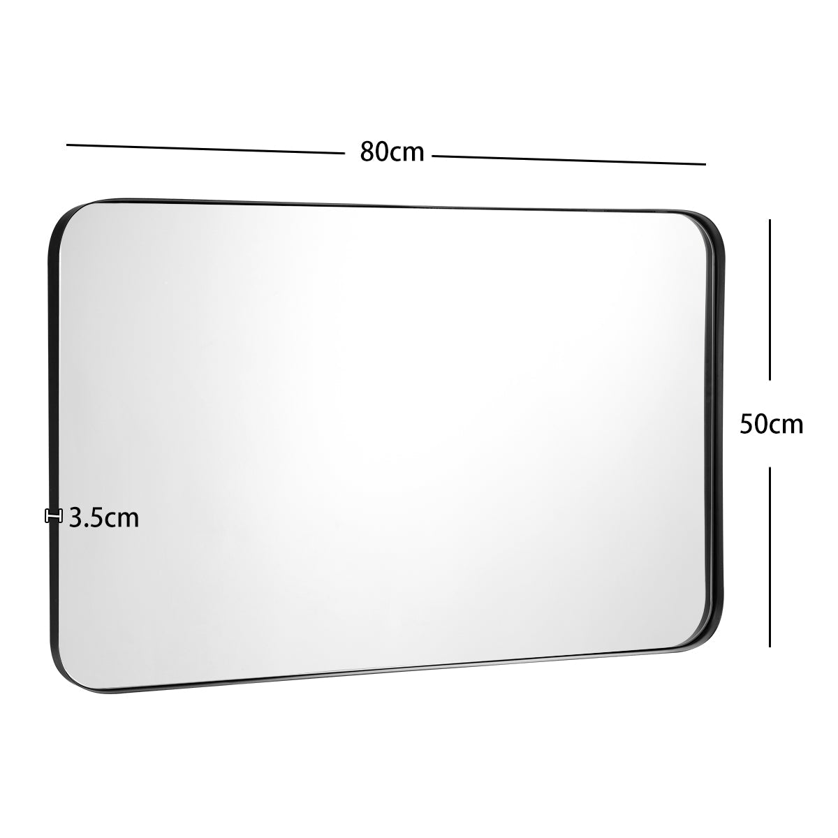 NNECW Bathroom Wall Mirror with Rounded Corner for Washroom-Black