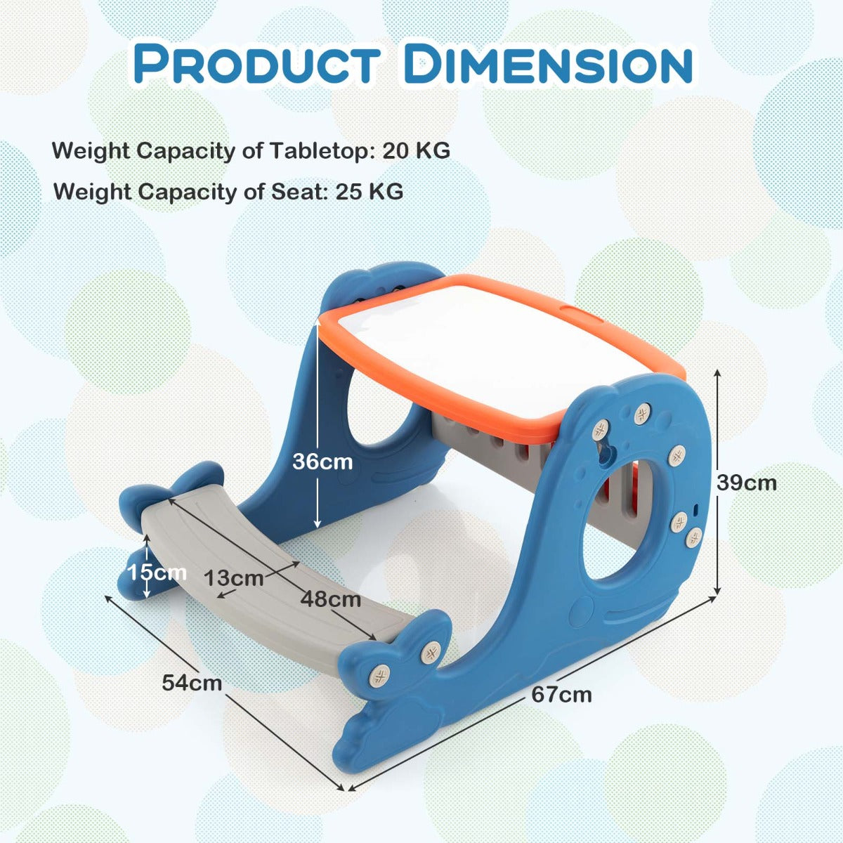 NNECW Convertible Kids Activity Table Set with Whiteboard for Kids