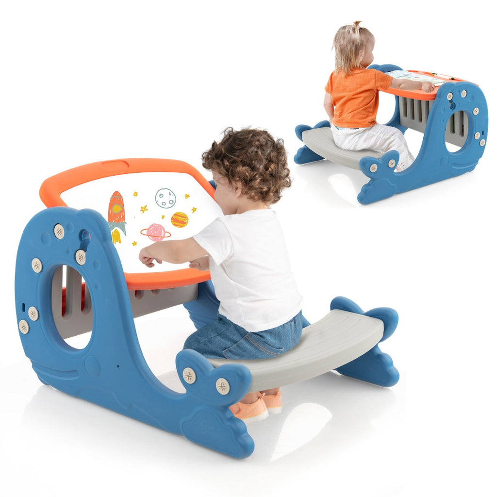 NNECW Convertible Kids Activity Table Set with Whiteboard for Kids