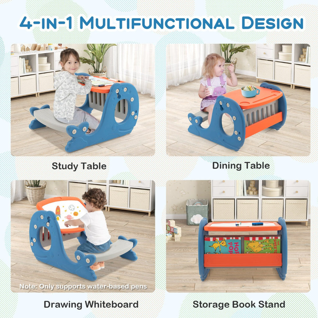 NNECW Convertible Kids Activity Table Set with Whiteboard for Kids