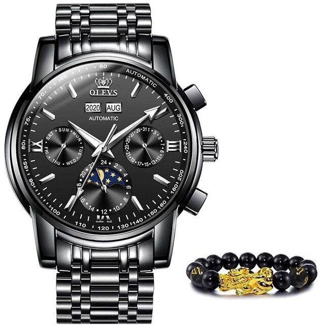 Luxury Men Watches Automatic Green Watch Men Stainless Steel Waterproof Business Sport Mechanical Wristwatch