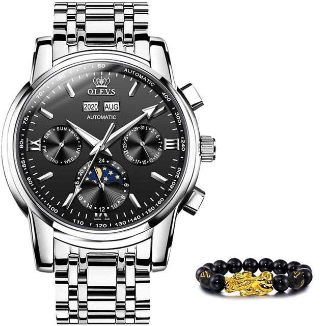 Luxury Men Watches Automatic Green Watch Men Stainless Steel Waterproof Business Sport Mechanical Wristwatch