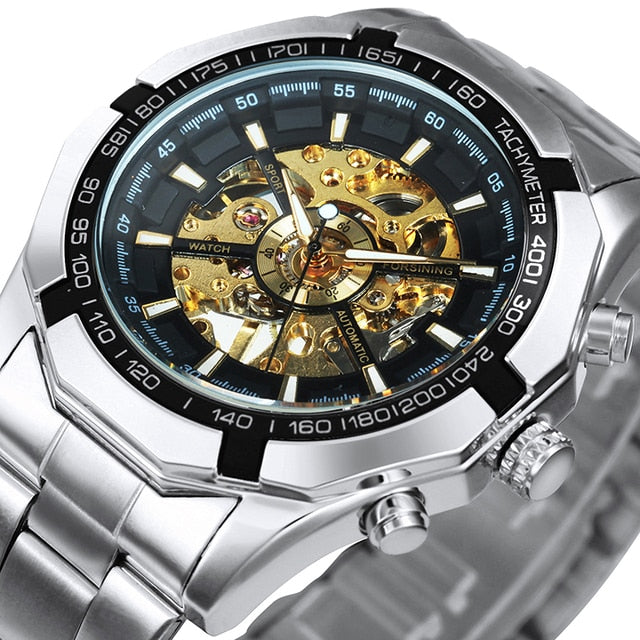 Watch Men Skeleton Automatic Mechanical Watch Gold Skeleton Vintage Man Watch Mens Watches