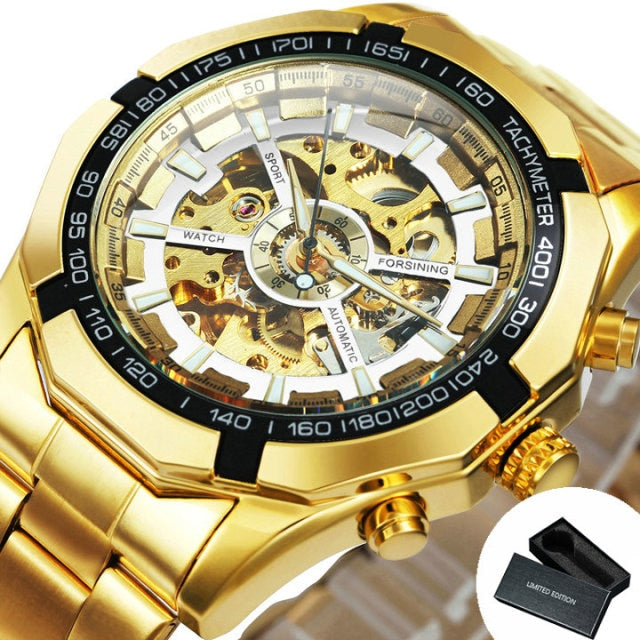 Reloj para hombre, reloj mecánico automático esquelético, reloj vintage dorado esquelético para hombre, relojes para hombre