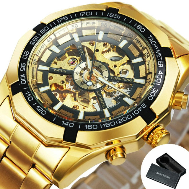 Watch Men Skeleton Automatic Mechanical Watch Gold Skeleton Vintage Man Watch Mens Watches