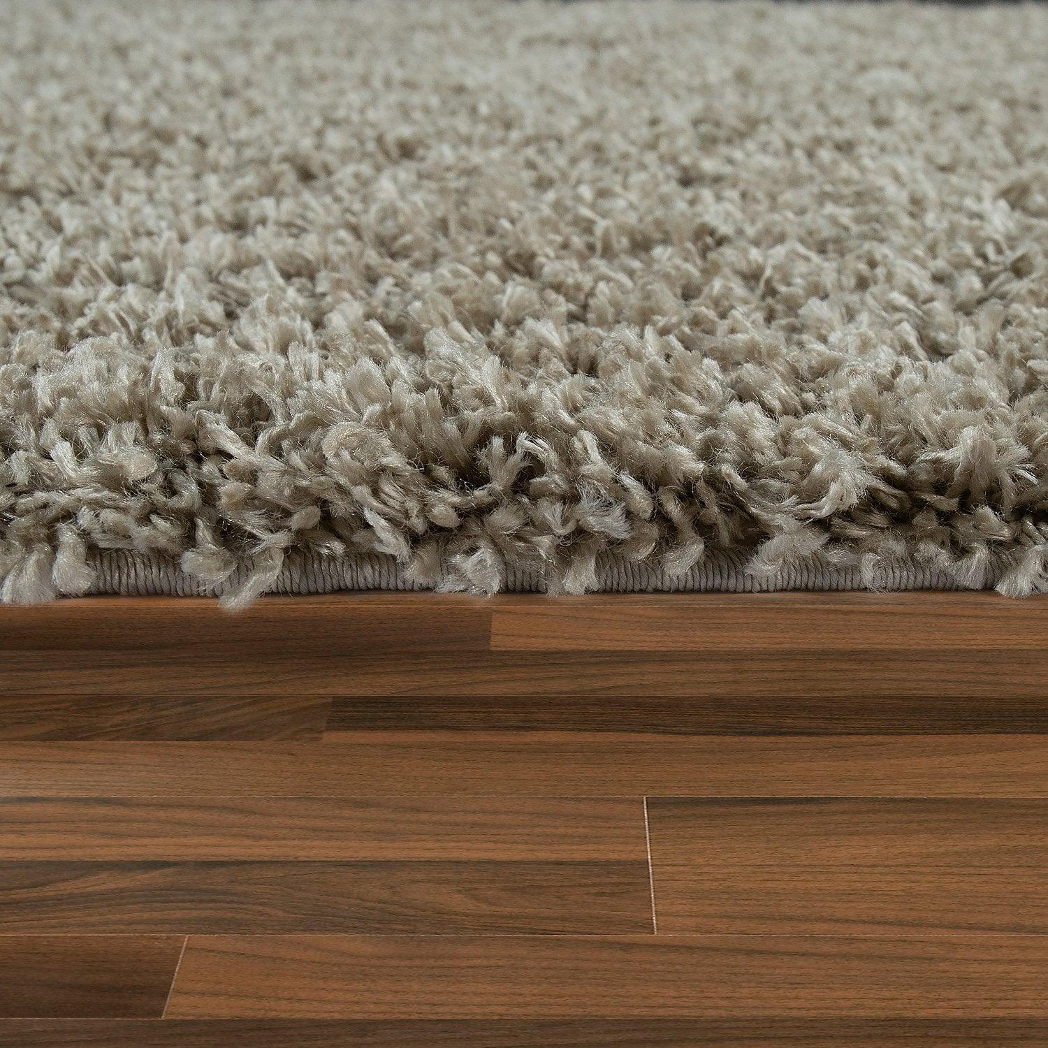 Alfombra sencilla de pelo alto beige marrón para sala de estar robusta