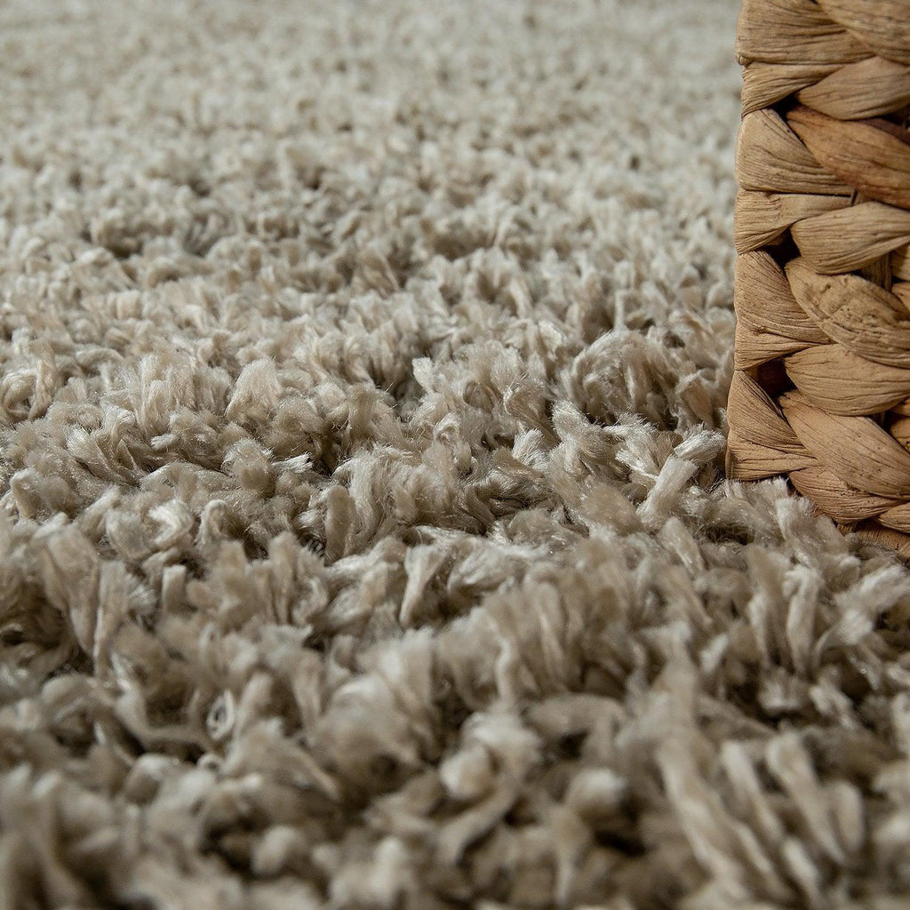 Alfombra sencilla de pelo alto beige marrón para sala de estar robusta