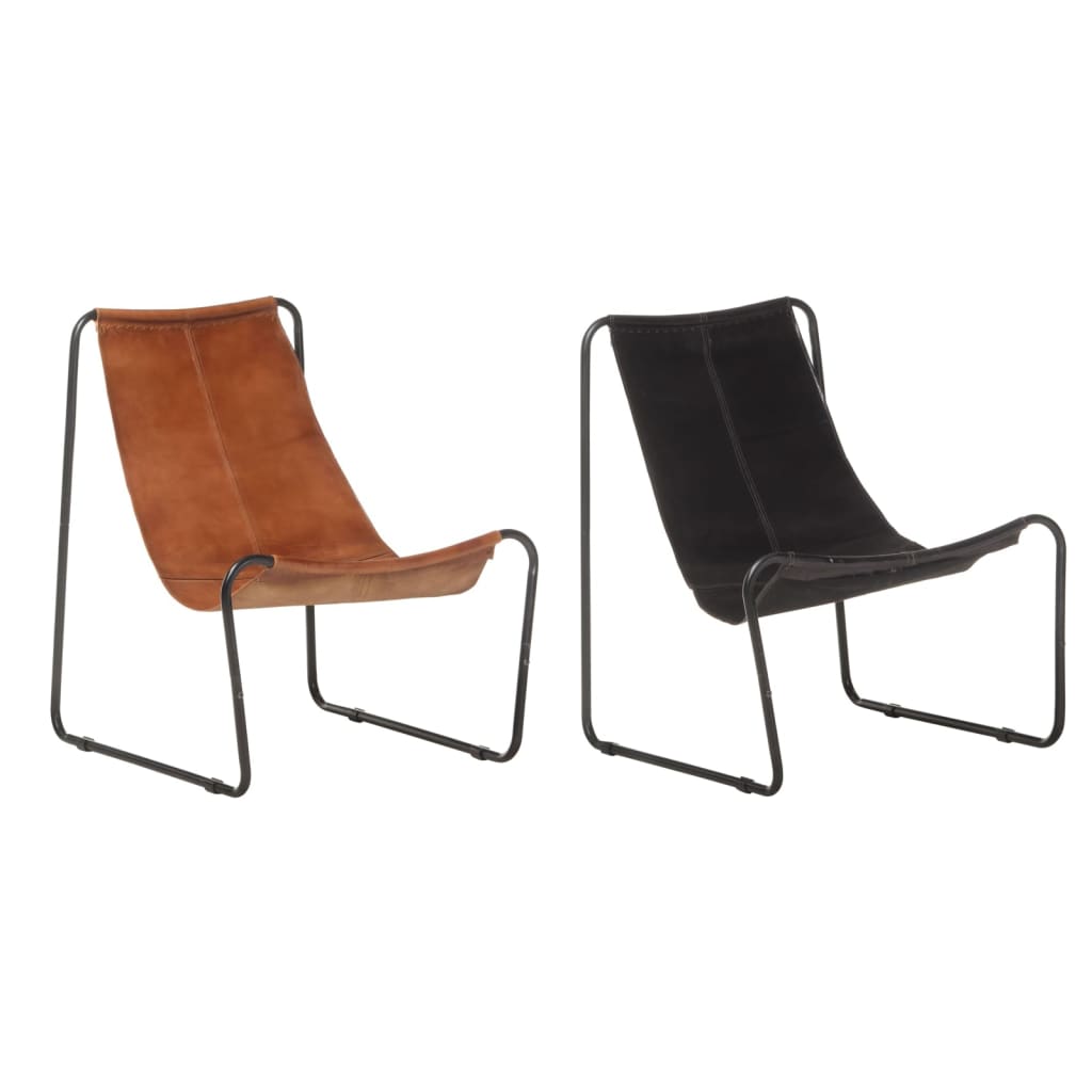 Sillón relajante vidaXL con estructura de hierro para salón, de cuero auténtico