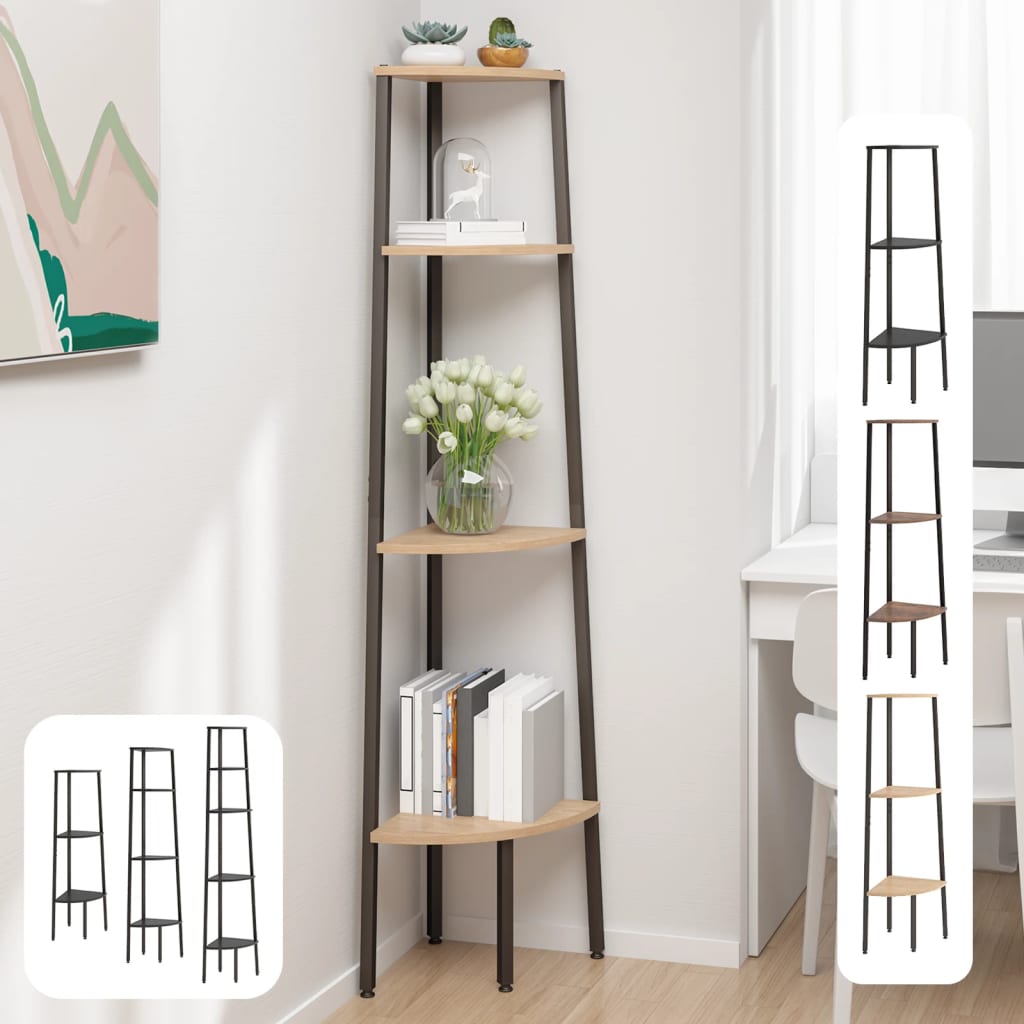 Estantería esquinera de 5 niveles vidaXL para el hogar y la sala de estar